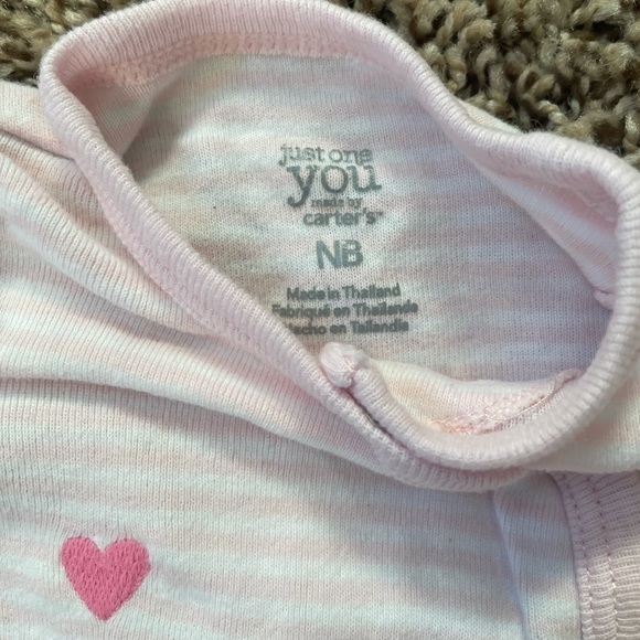 🐶Just one you by carters newborn pink&white stripped long sleeve owl shirt🐶 - Picture 3 of 3